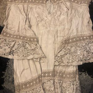 Cute off the shoulder boho mid length summer dress